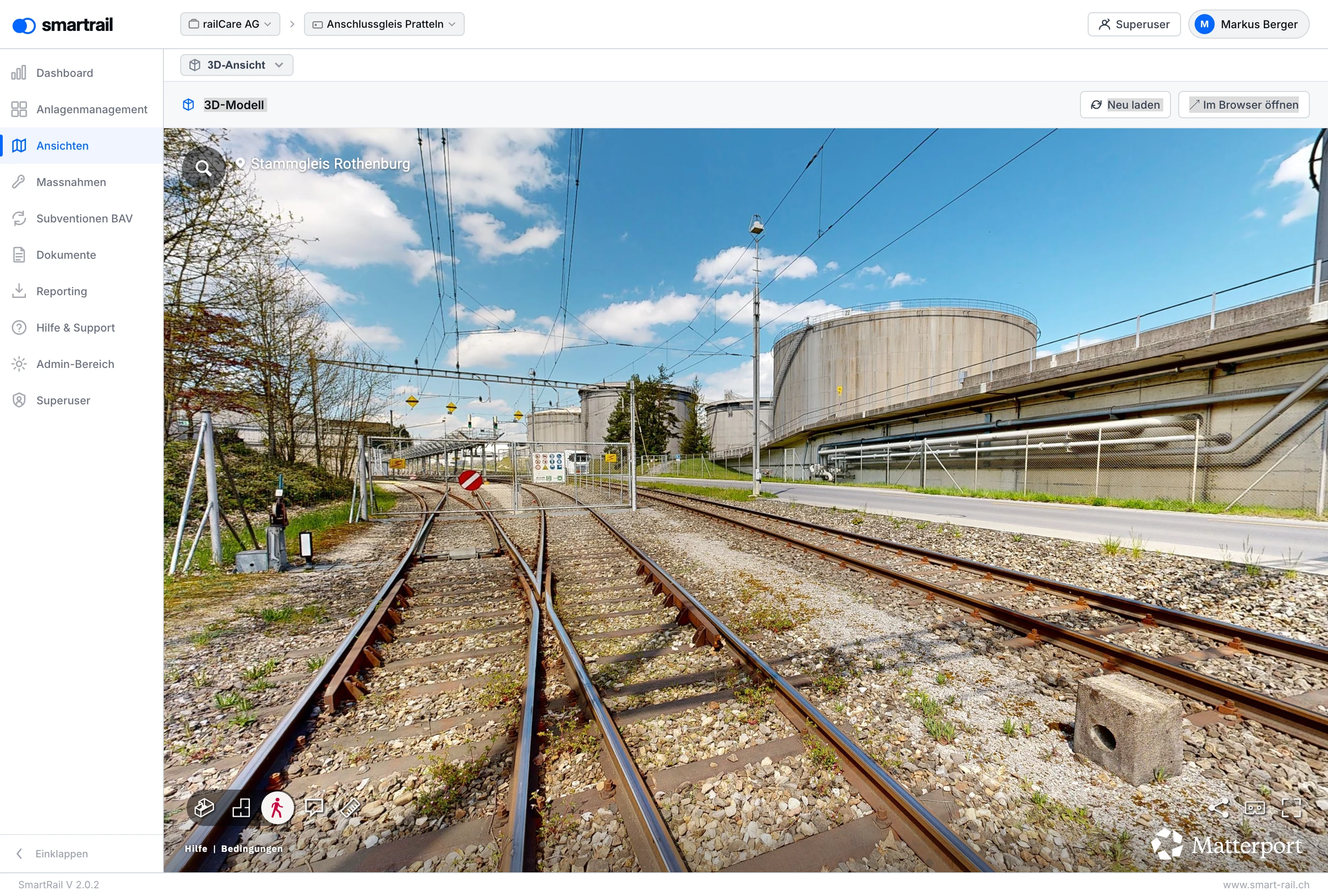 SmartRail 3D-Ansicht - Digitaler Zwilling des Anschlussgleises